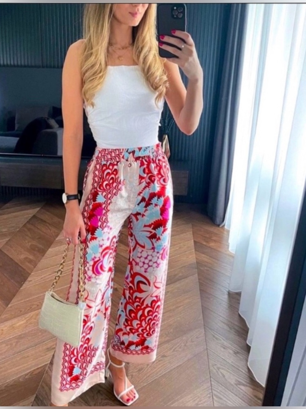 ZARA MULTICOLOR FLOWY TROUSERS SIZE SMALL. - Picture 4 of 8